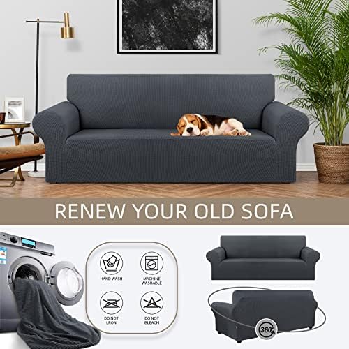 KEKUOU Stretch Couch Covers for Sofa, 3 Cushion Couch Slipcover - Image 3