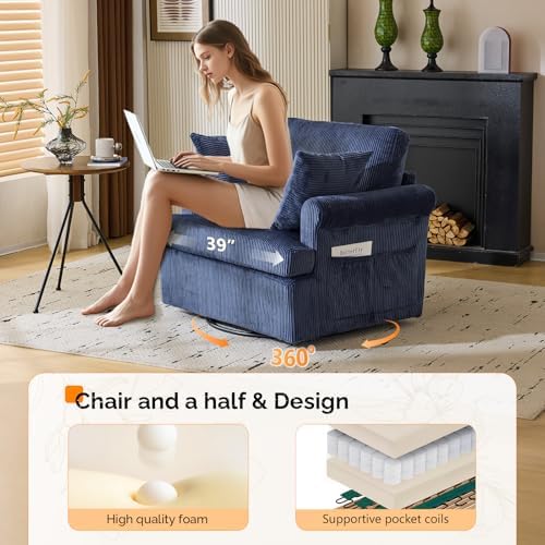 VINGL 39.2" Wide 360° Swivel Accent Armchairs - Image 4