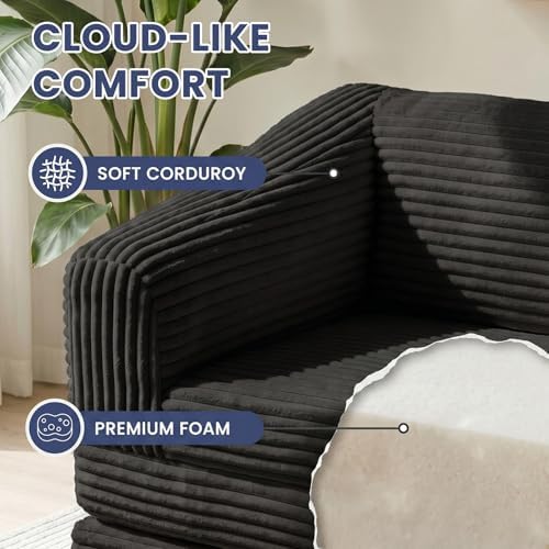 Black Loveseat 51", 2-in-1 Convertible Tri-Folding Sofa Bed - Image 5