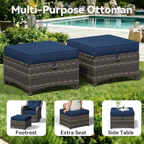 5 Piece Outdoor Wicker Patio Furniture Set, Patio Chairs Set - Image 7