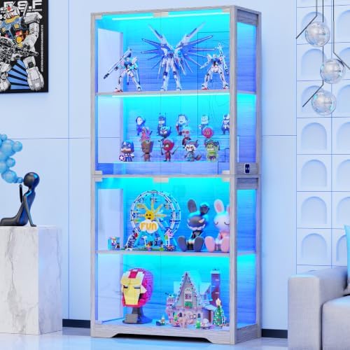 BROTTAR Display Cabinet with Glass Doors, 4-Tier Display Case by BROTTAR