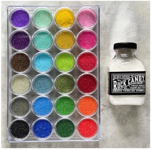 Tim Holtz Rock Candy Glitter, Clear and Chunky, Bundle of 2 Jars, 4.7 Ounces Each, 3 Carnora Scoop Spoons