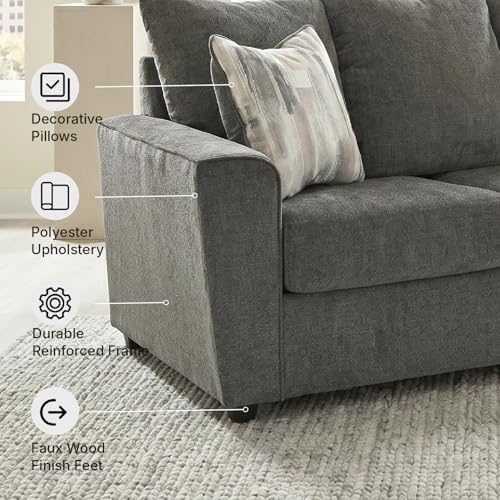 Signature Design by Ashley Gray Chenille Sofa, Easy Assembly - Image 4