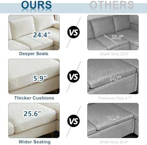 VINGLI 110" Large U-Shape Sectional Sofa Couch - Image 3