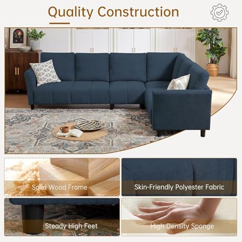 102" L Shaped Couch, 6 Seater Sectional Sofa - Image 4