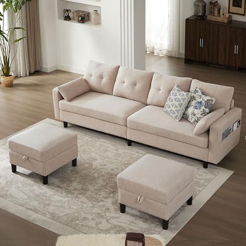 101" Sectional Sofa with Ottoman, Convertible U Shaped Couch with Storage Chaise - Image 6