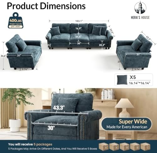 HERA'S HOUSE Modular Sectional Sofa and Chair Set - Image 2