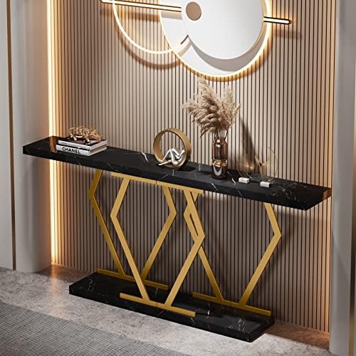 Tribesigns 70.9 Inch Extra Long Sofa Table，Black and Gold Console Table - Image 5