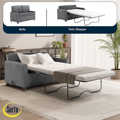 Serta® Darnold 53.5" Pull-Out Sleeper Loveseat, Twin Size, Dreamcoil® Comfort - Image 4