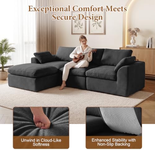 108" Cloud Sectional Couches for Living Room, Oversized Boneless Modular L - Image 4