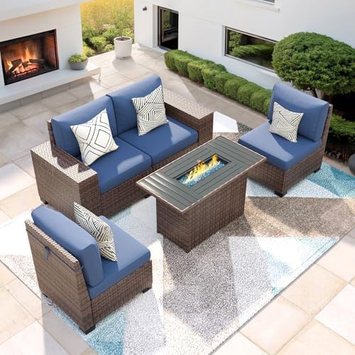 Patio Furniture Set with 44'' Fire Pit Table by VonzoyHome
