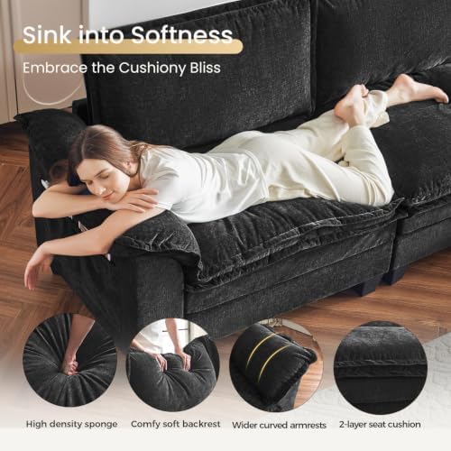 Large J-Shaped Modular Sectional Sofa, 9 Seater Cloud Couch - Image 3