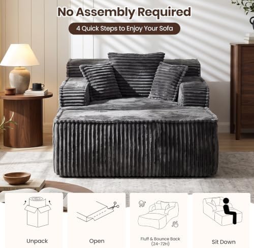 Corduroy Chaise Lounge Chair - Image 7