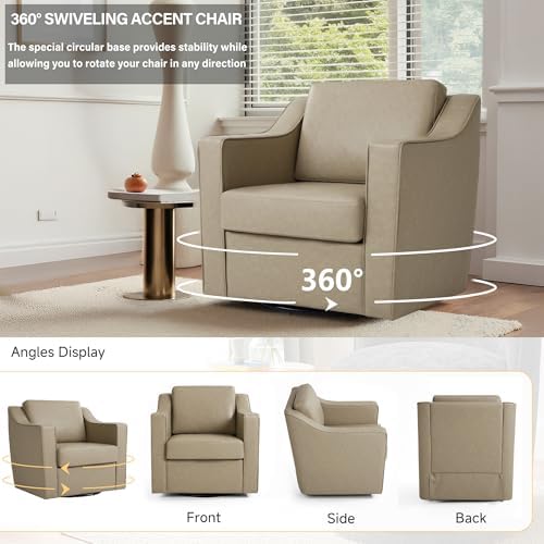 Faux Leather Swivel Accent Chair, Modern Armchair - Image 5