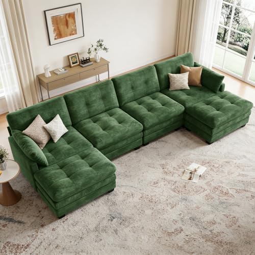 116.5" Modular Sectional Cloud Couch, U Shaped Tufted Sofa - Image 7