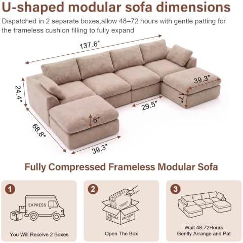 137" Cloud Couch Sectional Sofa - Image 2