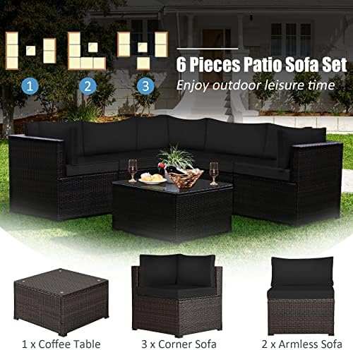 Tangkula 6 Pieces Patio Furniture Set, Outdoor Rattan Sofa Set, Wicker - Image 2