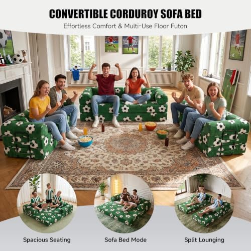 79" World Cup Soccer Sofa Bed, Foldable Sleeper Futon Floor Sofa - Image 3