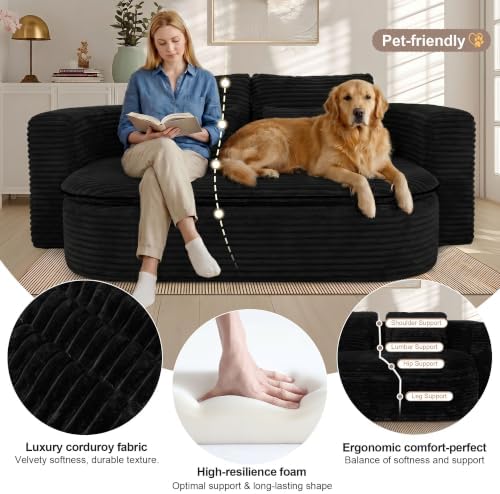 75'' Folding Sleeper Sofa Bed, Memory Foam Boneless Couch - Image 3
