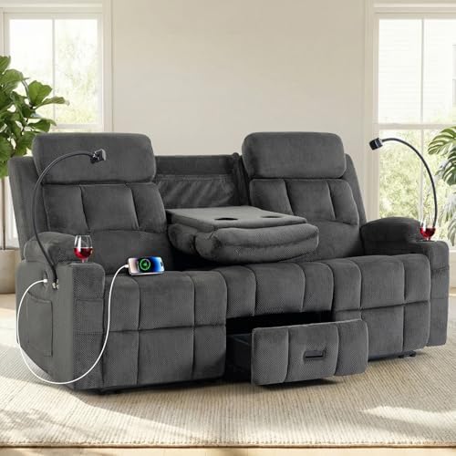 Loveseat Recliner Sofa, Flip-Down Middle Backrest Design, Oversized 3-Seater by ComaZoo