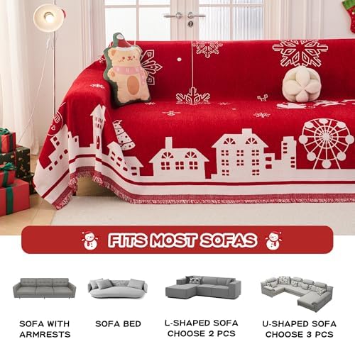 MEETSKY Christmas Couch Cover Red Sofa Slipcover - Image 5