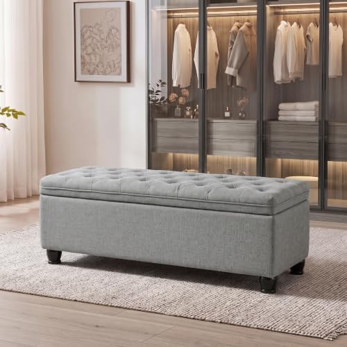 SONGMICS Storage Ottoman, 46.5 Inches Bedroom Bench, Solid Wood Legs by SONGMICSbySONGMICSHOME