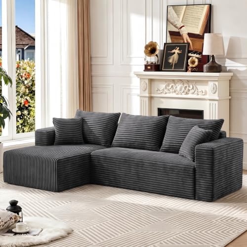 92.5" Boneless Couch, Left Facing Sectional Sofa by Yimilife