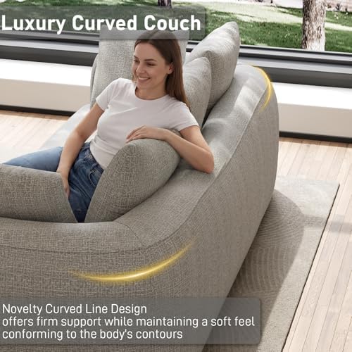 Curved Modern Couch Sofa, Boneless Couch, Modern 3 Seater Cloud Couch, Deep Seat - Image 6