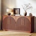 65" Buffet Cabinet with Storage, Fluted Sideboard Cabinet with 4 Arched Doors & by beronbaer