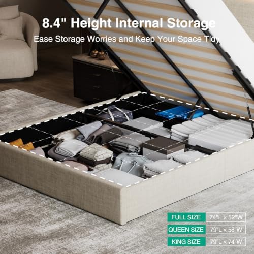 Novilla Full Lift Up Storage Bed Frame/Charging Station/LED Light - Image 5