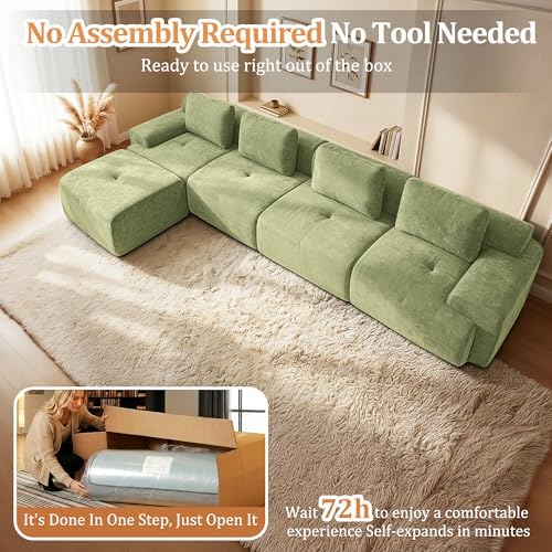 159" L Shaped Oversized Boneless Couch, Comfort Cloud Sectional Couches - Image 4