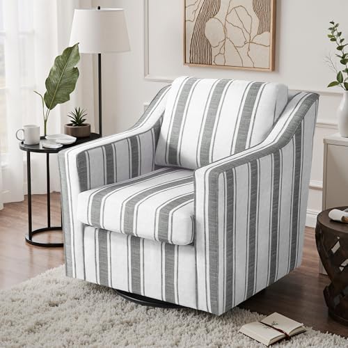 Swivel Accent Chair Set of 2, Stripe Armchair in Fabric - Image 4
