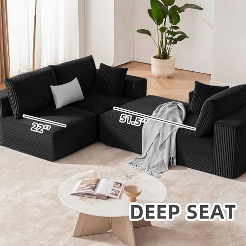 108" Boneless Couch with Chaise, Cloud Sectional Modular Sofa - Image 6