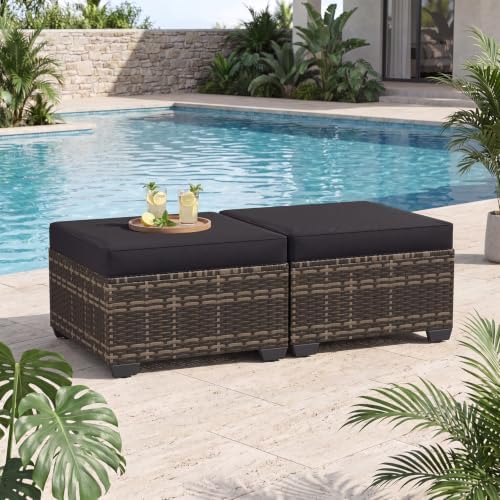 Aoxun 2 Piece Patio Sofa Ottomans by Aoxun