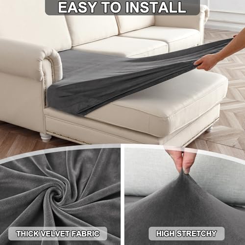 NAISI Waterproof Couch Cushion Covers Thick Velvet Fabric Washable Sofa - Image 5