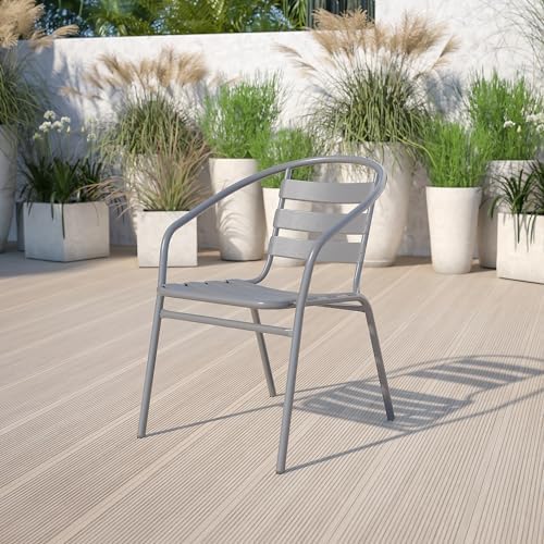 Flash Furniture Lila Silver Metal Restaurant Stack Chair - Image 2