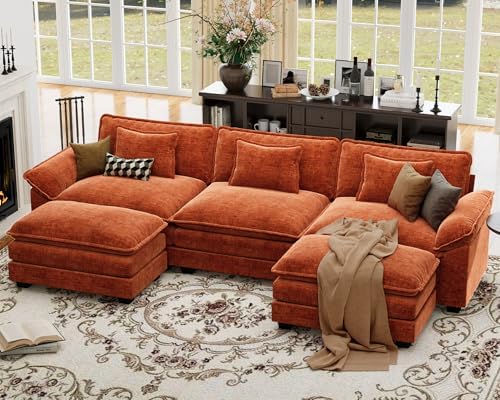CDCASA 120" Oversized Modular Sectional Sofa, Comfy U-Shaped Cloud Couch w/ 2 by CDCASA