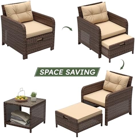 LHBcraft 5 Piece Patio Furniture Set, PE Wicker Outdoor Furniture Set - Image 4