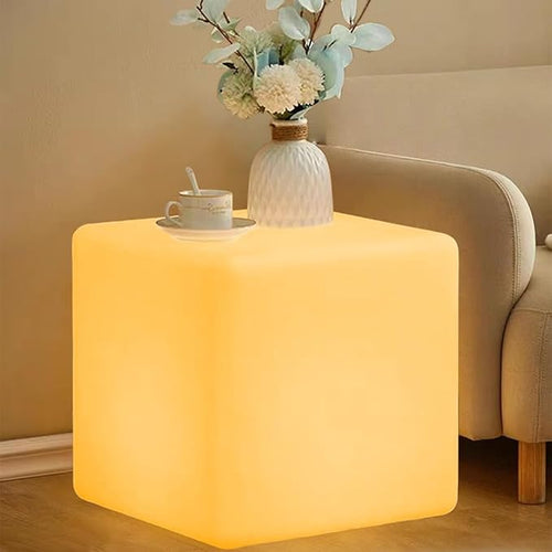 20-in LED Cube Chair, Dimmable RGB Color Changing Light Cubes w/Remote by BALMOST