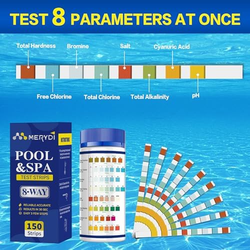 8-Way Pool Salt Test Strips, 150 Strips Pool and Hot Tub Test Strips - Image 2
