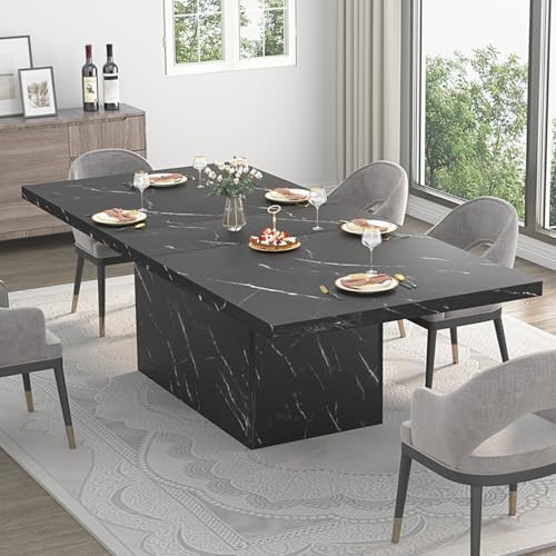 HSH 71" Black Faux Marble Dining Table by HOMESWEETHOME