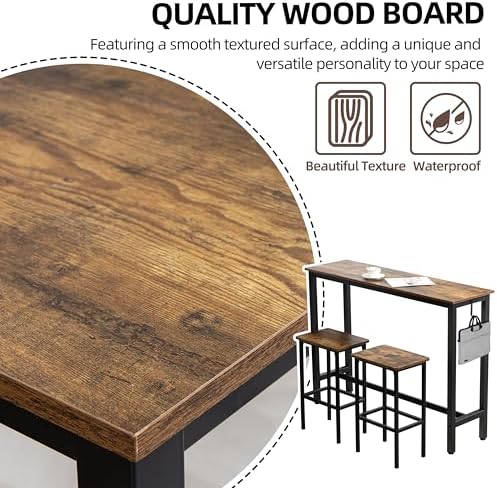 Finnhomy 52.7" Industrial Bar Table Set - Image 6