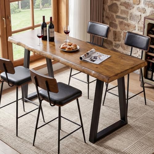 63” Solid Wood Bar Table, Commercial Grade Counter Height Table by TribewoodbyTribesigns