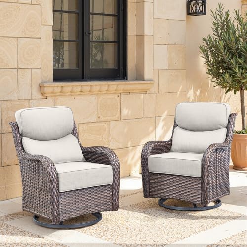 Swivel Patio Chairs sofa Set of 2 by Bellefurn