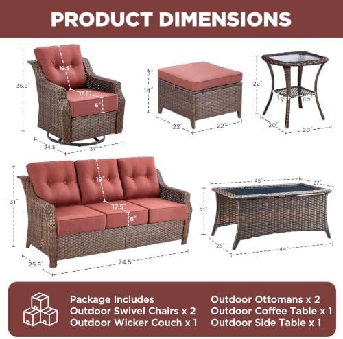 Luxury 7 Pieces Outdoor Patio Furniture Set-All Weather Wicker Outdoor Furniture - Image 2