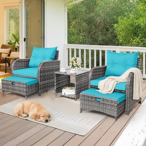 5 Pieces PE Wicker Outdoor Chairs - Image 2