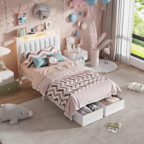 Furnulem White Twin Bed Frames - Image 3