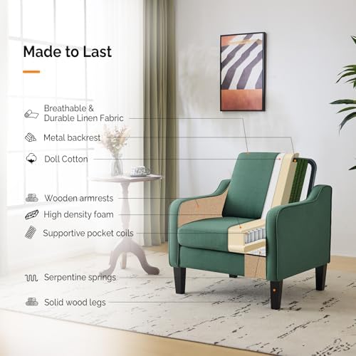 VINGLI Accent Chairs Set of 2, Modern Traditional Armchair - Image 5