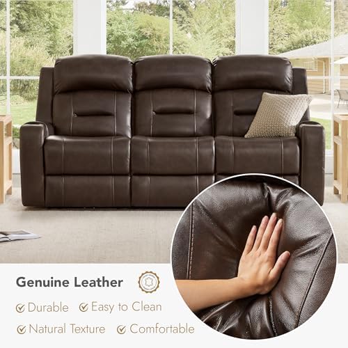 Watson & Whitely Genuine Leather Lay Flat Power Reclining Sofa - Image 5