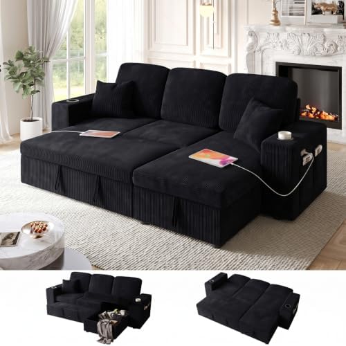 90 Inch Modular Sectional Sleeper Sofa Bed, 4 in 1 Pull Out Couch Bed by Bonroyo-FindYourPlace